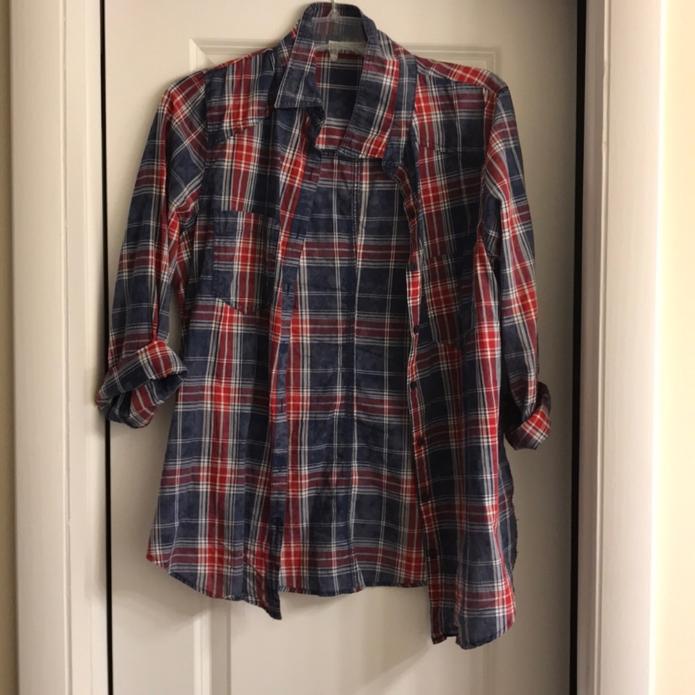 Red blue plaid shirt